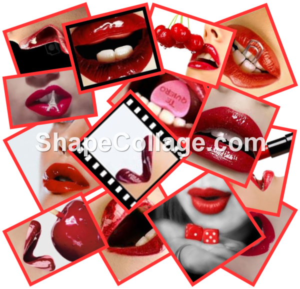 Shape Collage Lèvre Fashion Rouge